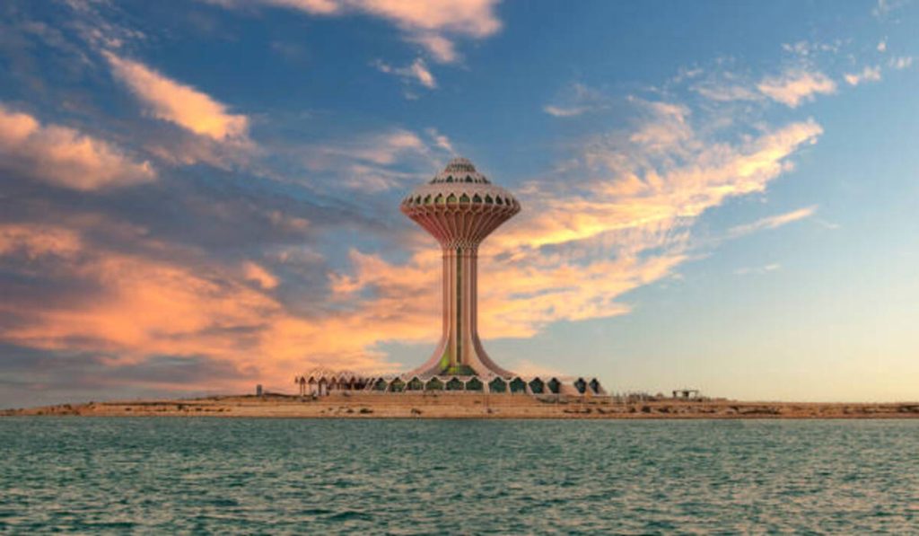 The Al Khobar Water Tower has eight stories at a height of 90 meters